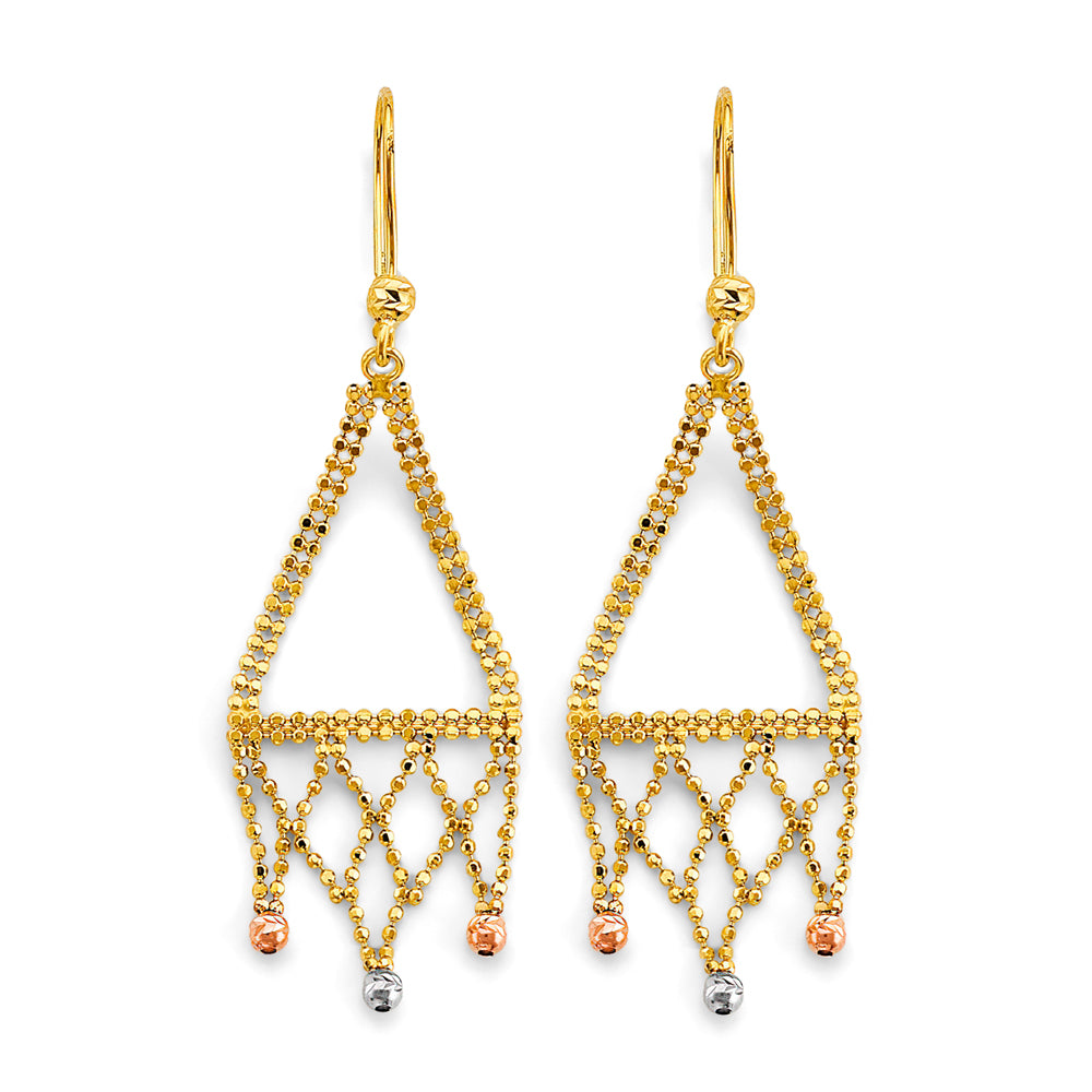 14K Yellow White Rose Gold Beaded Earring