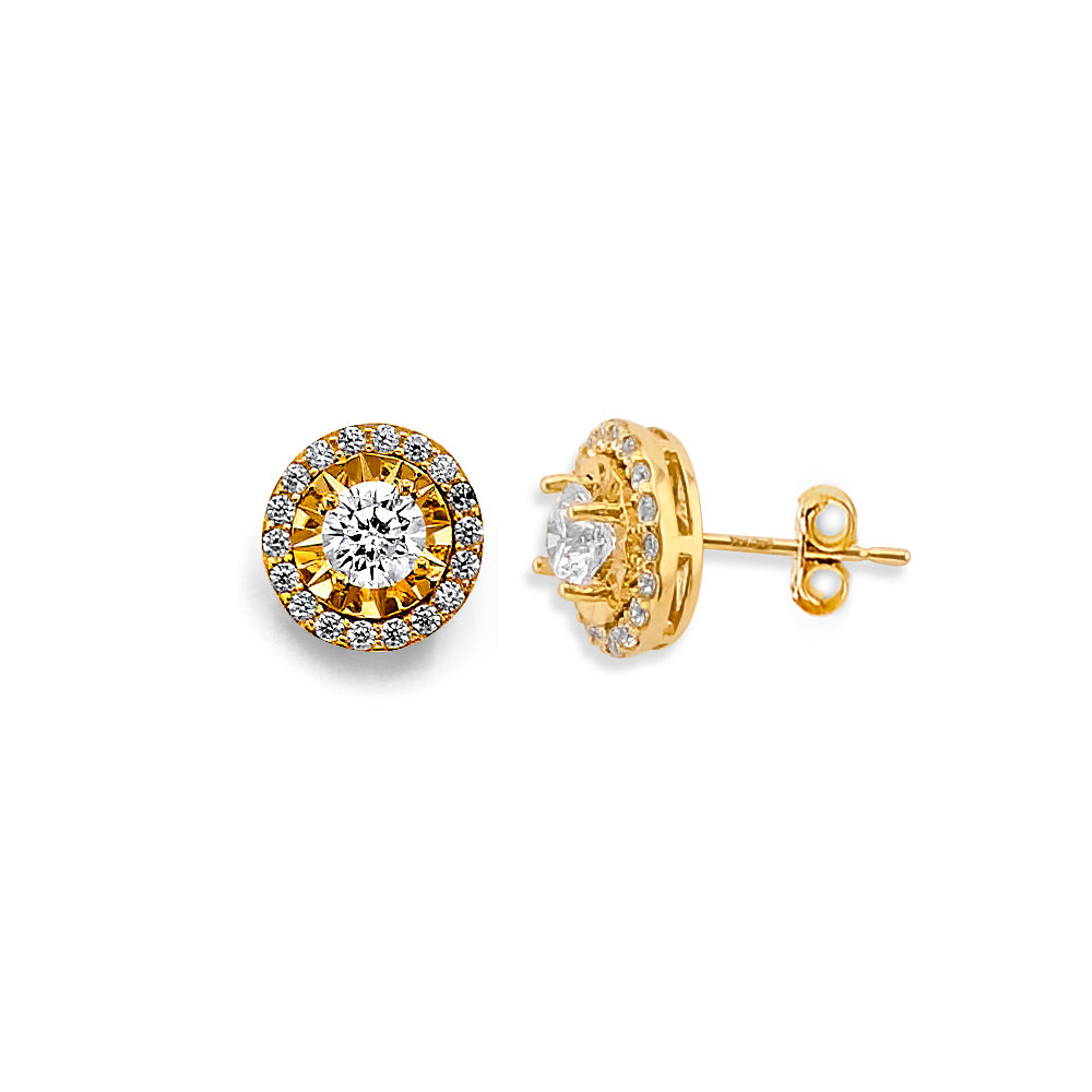 14K Yellow Gold CZ Earring / Set