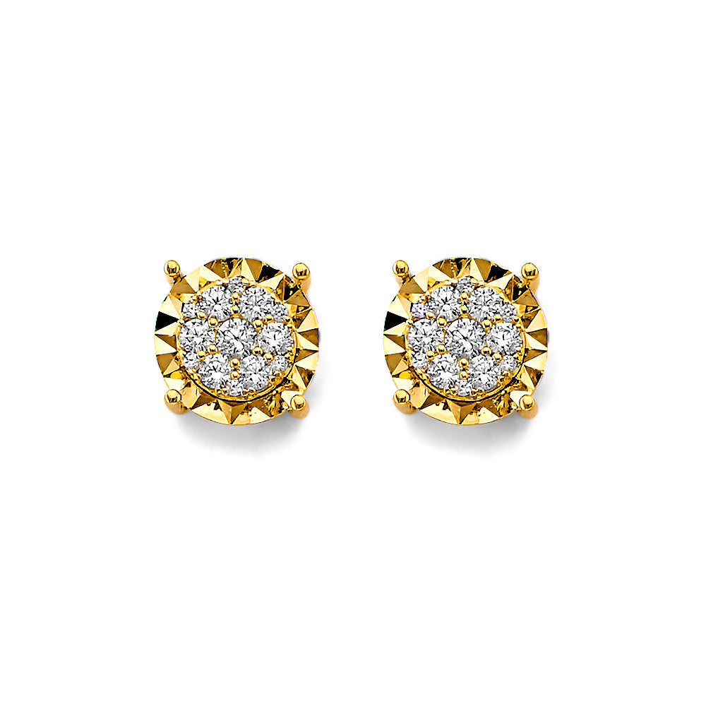 14K Yellow Gold CZ Cluster Earring / Set