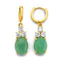 14K Yellow Gold CZ Jade Earring / Set