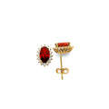 14K Yellow Gold CZ Oval Birthstone Earring (Jan - Dec)