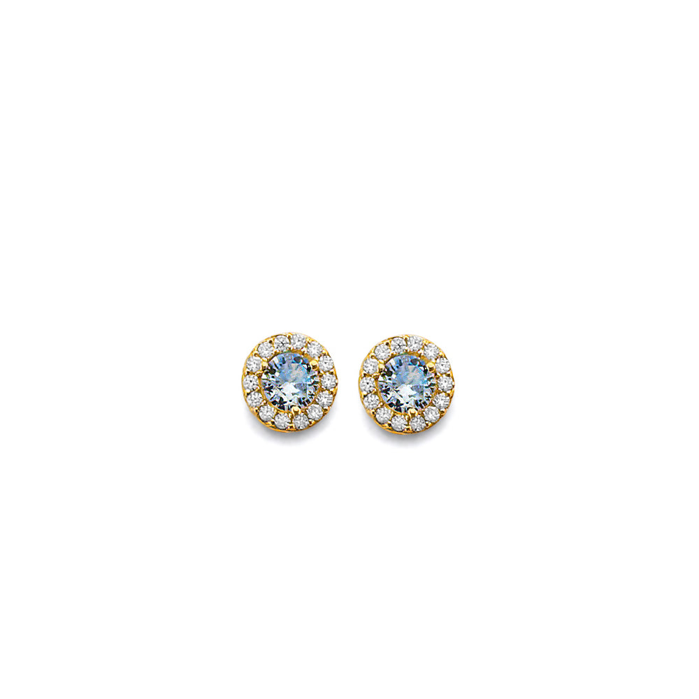 14K Yellow Gold CZ Round Birthstone Earring (Jan - Dec)