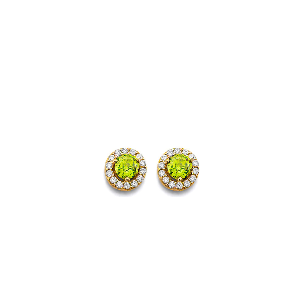 14K Yellow Gold CZ Round Birthstone Earring (Jan - Dec)