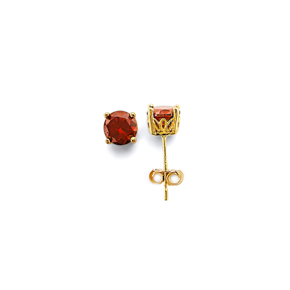 14K Yellow Gold CZ Round F-Basket Birthstone Earring