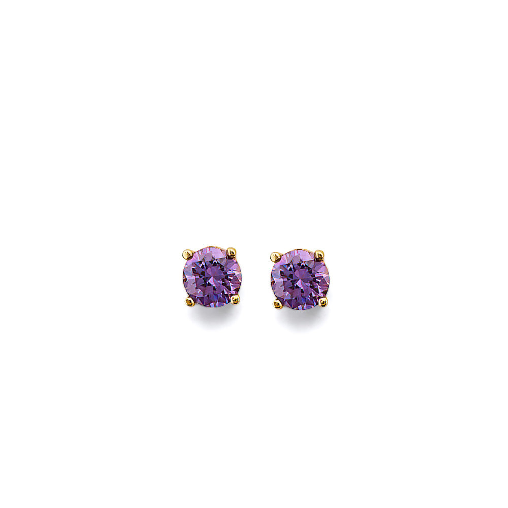 14K Yellow Gold CZ Round F-Basket Birthstone Earring