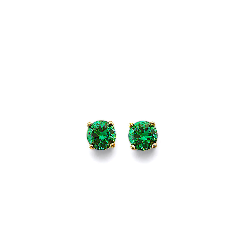 14K Yellow Gold CZ Round F-Basket Birthstone Earring