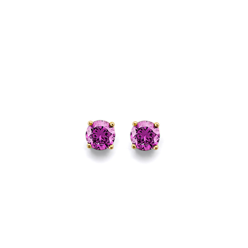 14K Yellow Gold CZ Round F-Basket Birthstone Earring