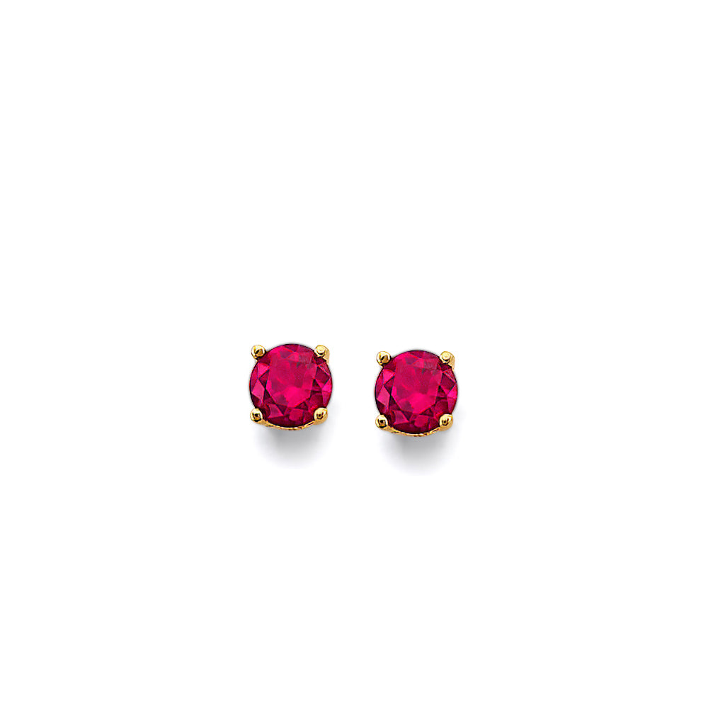 14K Yellow Gold CZ Round F-Basket Birthstone Earring