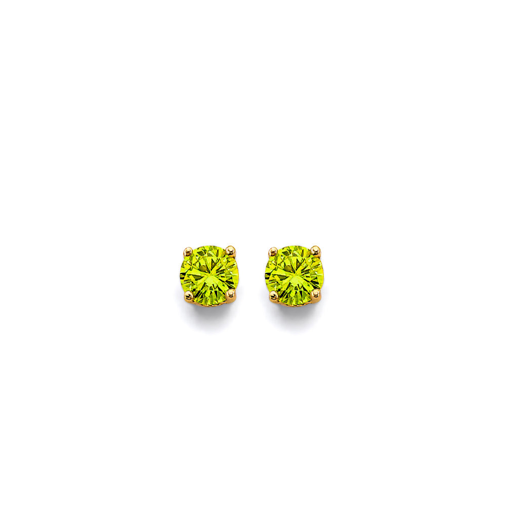 14K Yellow Gold CZ Round F-Basket Birthstone Earring