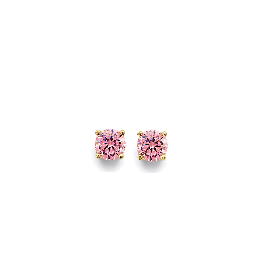 14K Yellow Gold CZ Round F-Basket Birthstone Earring