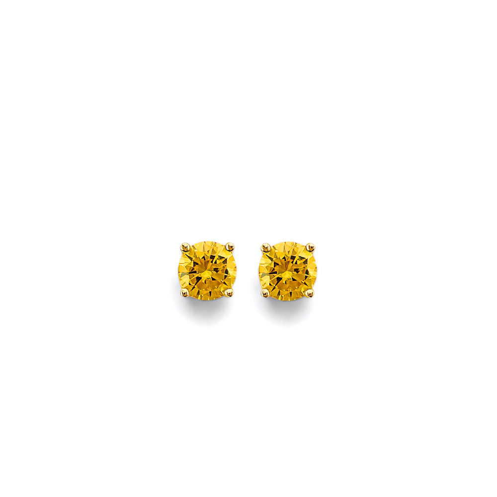 14K Yellow Gold CZ Round F-Basket Birthstone Earring