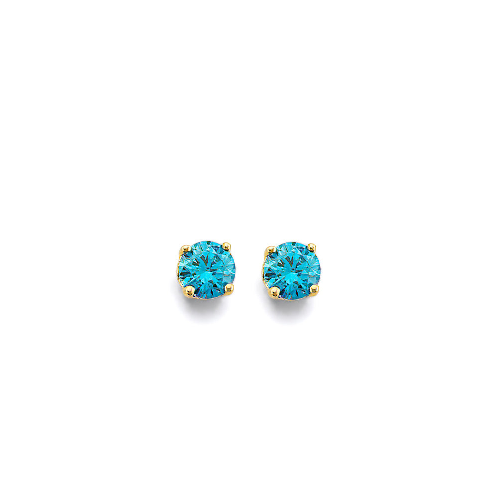 14K Yellow Gold CZ Round F-Basket Birthstone Earring