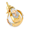 14K Yellow White Rose Gold Cross Graduated Hoop Earring