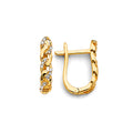 14K Yellow Gold CZ U Shape Huggies Earring