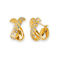 14K Two Tone Gold Satin Star Diamond Cut X Huggies Ear