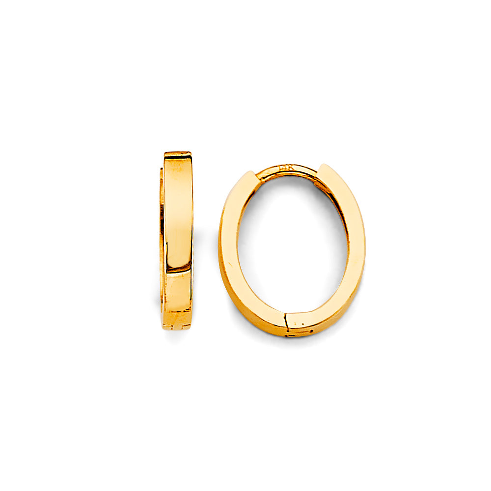 14K Yellow Gold Polish Oval Huggies