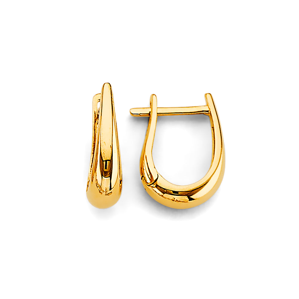 14K Yellow Gold Polish U Shape Huggies