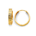 14K Yellow Gold Diamond Cut Huggies Earring