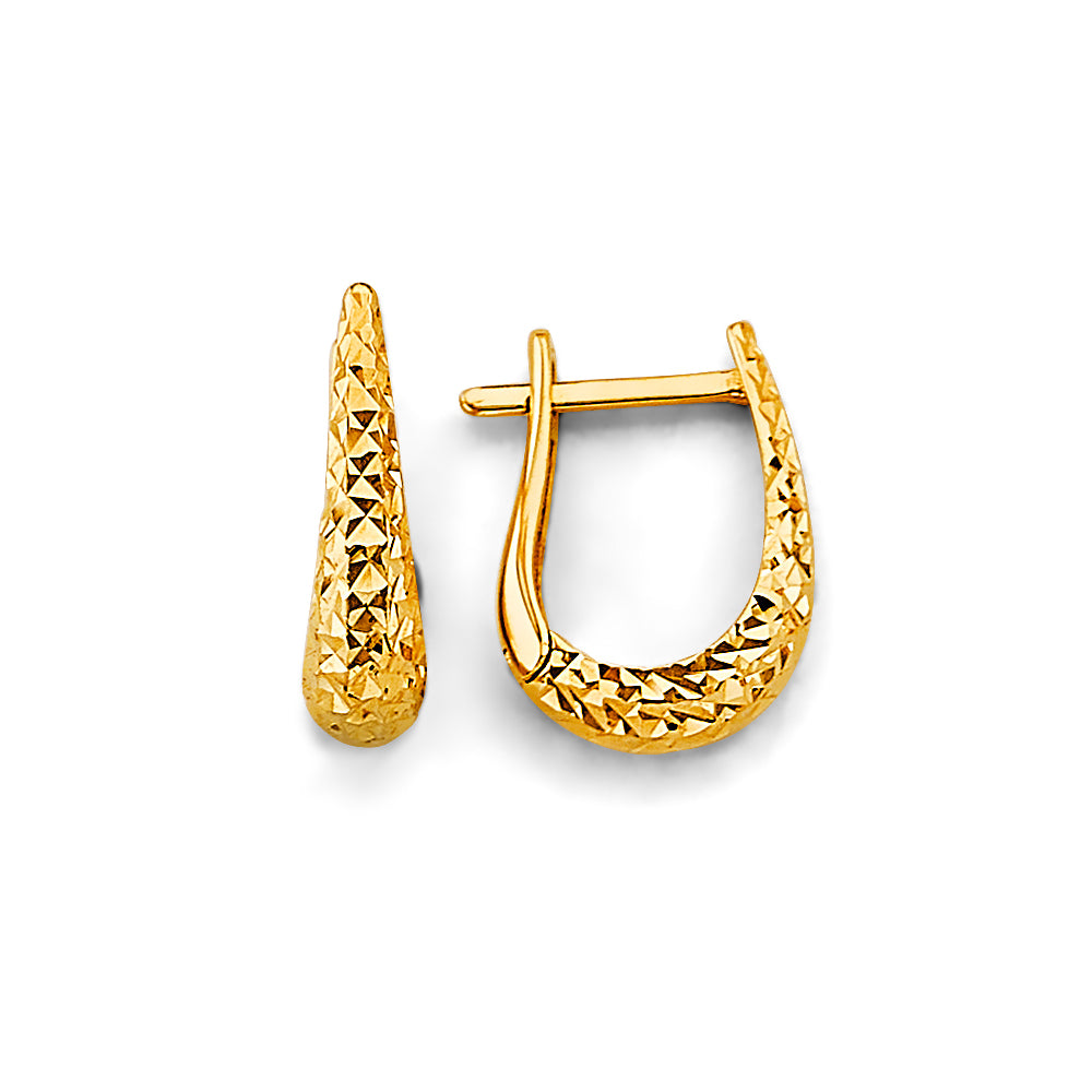 14K Yellow Gold Diamond Cut Huggies Earring