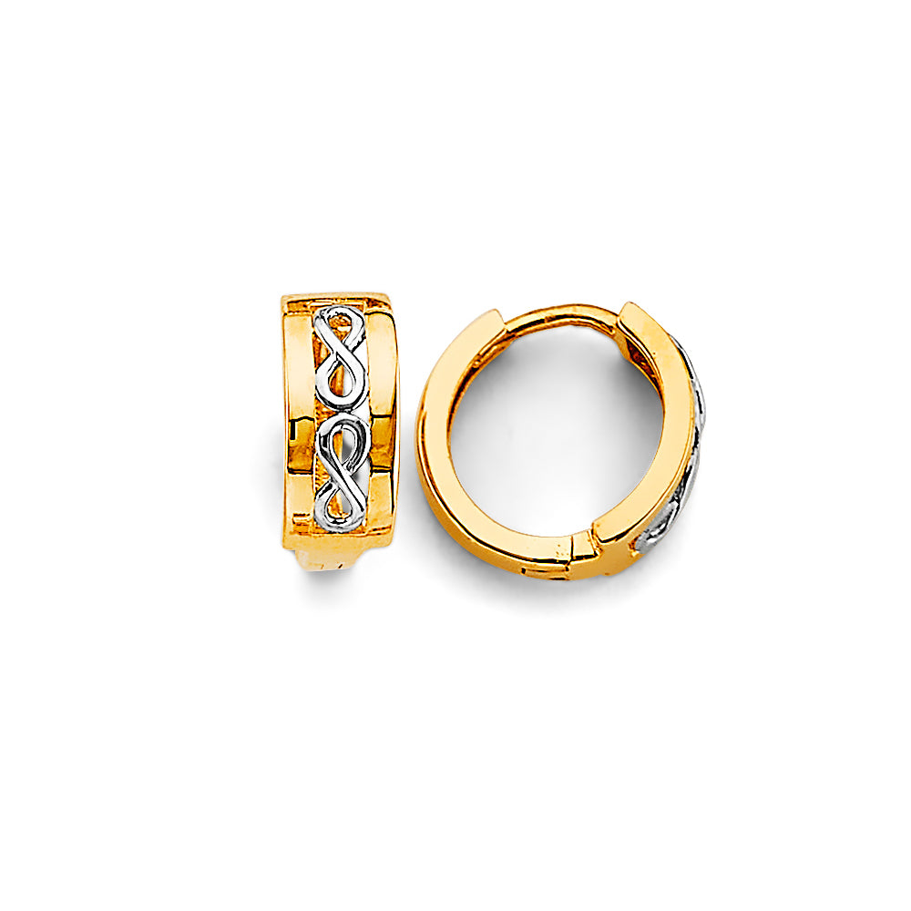 14K Two Tone Gold Huggies Earring