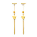 14K Yellow Gold Hanging Star W/ Chain Earring