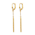 14K Yellow Gold Hanging Diamond Cut Bar Earring