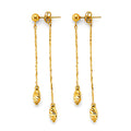 14K Yellow Gold Hanging Double Chain W/ Ball Ear