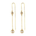14K Yellow White Rose Gold Double Line Chain Earring