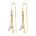 14K Yellow White Rose Gold Heart Double Line Chain Earring