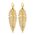 14K Yellow Gold Fancy Leaf Drop Earring