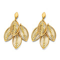 14K Yellow Gold Fancy Diamond Cut Leaf Earring