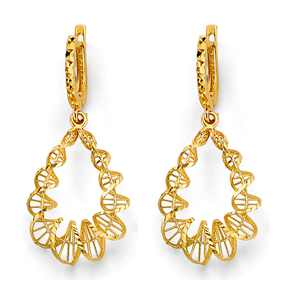 14K Yellow Gold Fancy Hanging Twist Earring