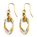 14K Two Tone Gold Hanging Hollow Tube Earring