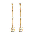 14K Yellow White Rose Gold Hanging CZ Ball 15 Years Earring