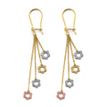 14K Yellow White Rose Gold Hanging Flower Earring