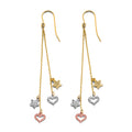 14K Yellow White Rose Gold Hanging Heart & Star Earring