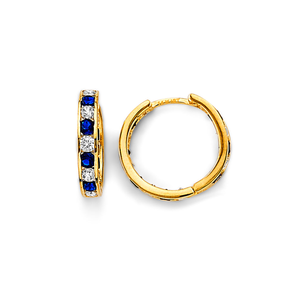 14K Yellow Gold CZ Channel Huggies Earring
