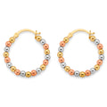 14K Yellow White Rose Gold Polish Bead Hoop Earring