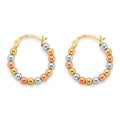 14K Yellow White Rose Gold Polish Bead Hoop Earring