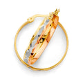 14K Yellow White Rose Gold Diamond Cut Hoop Earring