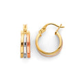 14K Yellow White Rose Gold 3Line Hoop Earring