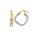 14K Two Tone Gold Two Rows Hoop Earring