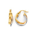 14K Two Tone Gold Two Rows Twisted Hoop Earring