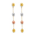 14K Yellow White Rose Gold Hanging Ball Earring