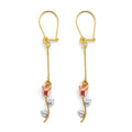 14K Yellow White Rose Gold Hanging Flower Earring