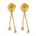 14K Yellow White Rose Gold Flower Hanging Earring