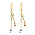 14K Yellow White Rose Gold Hanging Lock & Key Earring