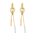 14K Yellow White Rose Gold Hanging Bar Earring