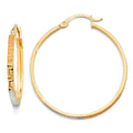 14K Yellow White Rose Gold Greek Design Hoop Earring