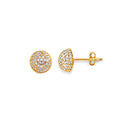 14K Yellow Gold Cluster CZ Push Back Earring